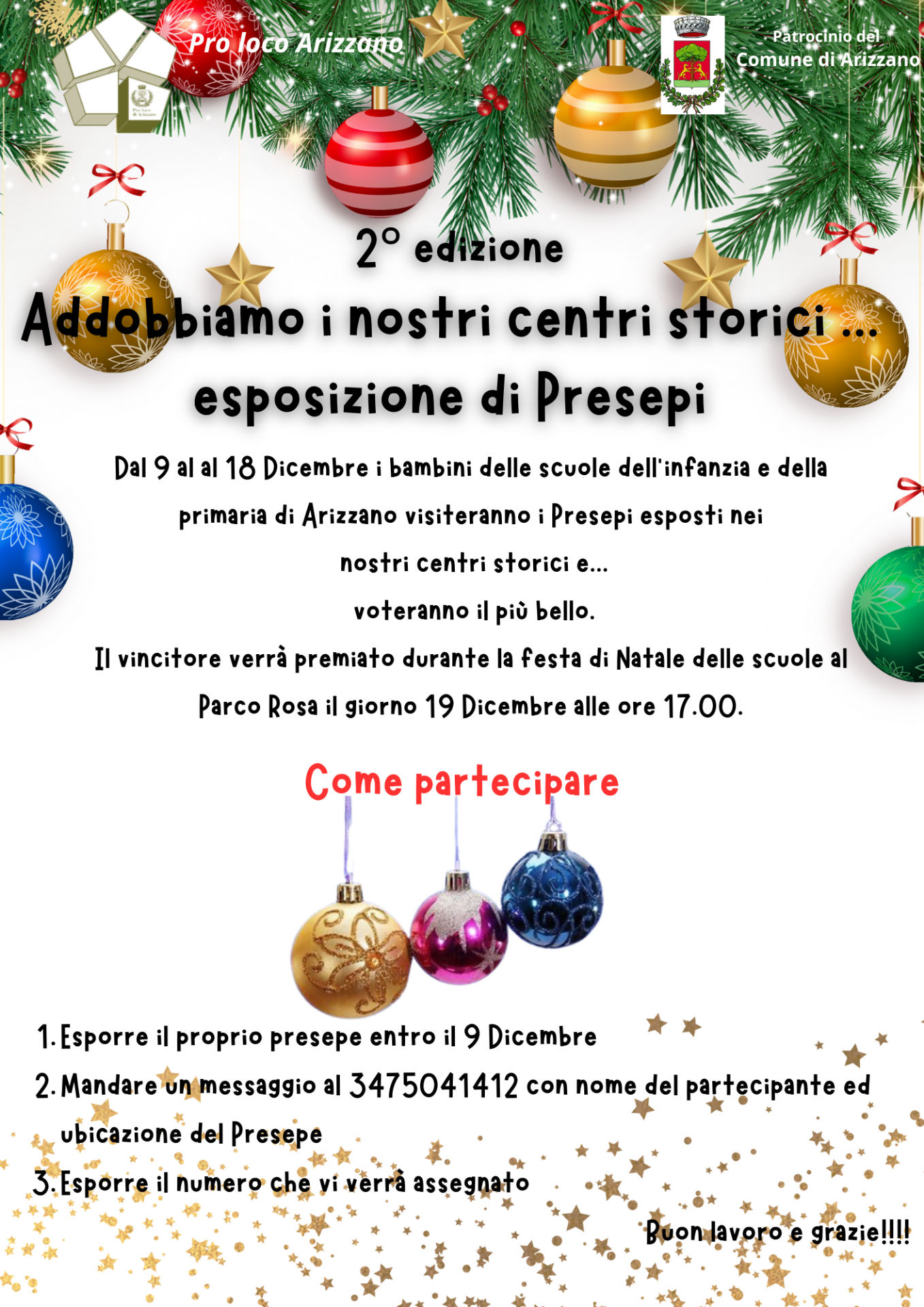 Palline di natale colorate che pendono da un ramo di abete