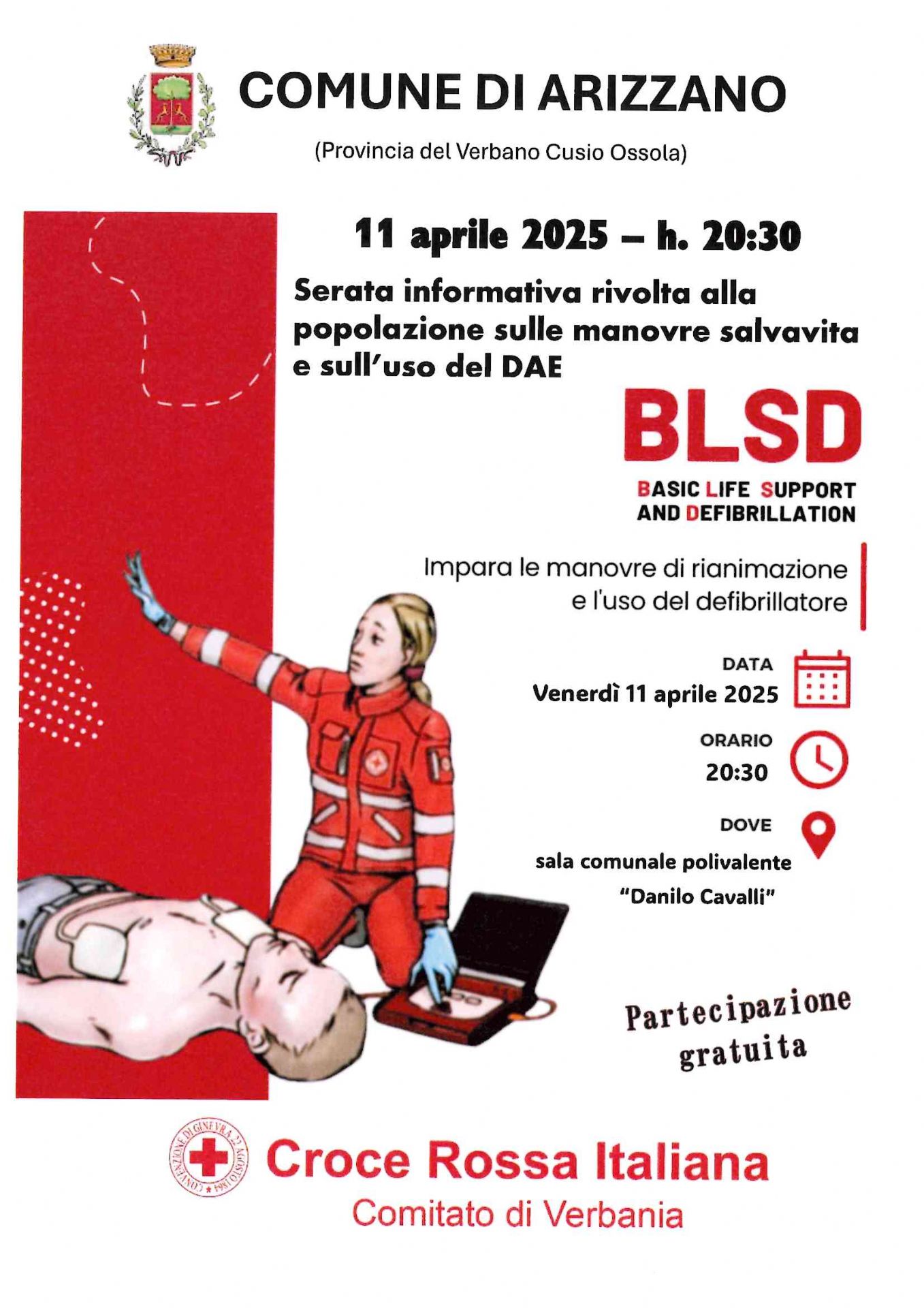 operatore pronto soccorso che utilizza un DAE su soggetto steso a terra