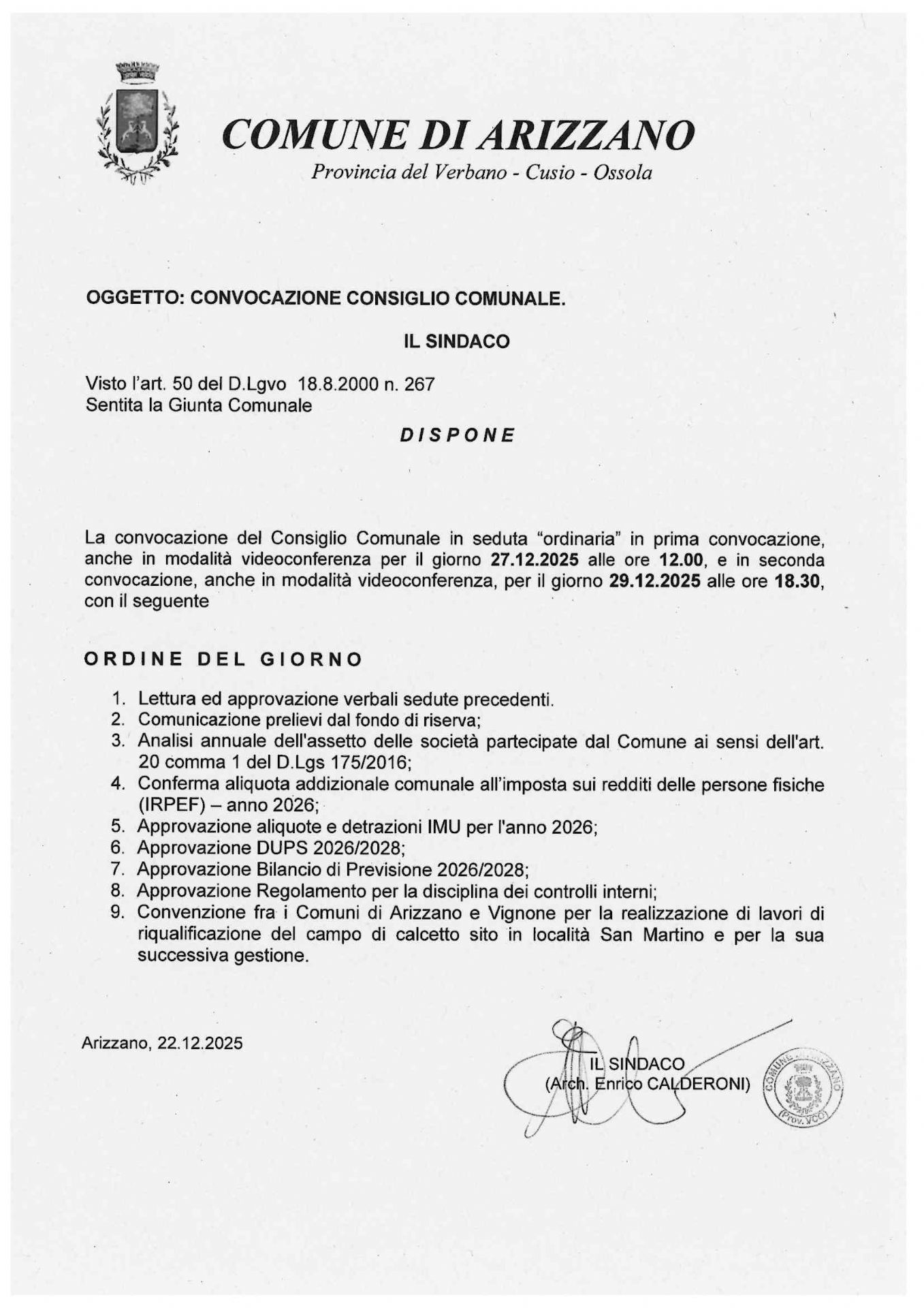 scansione Ordine del giorno