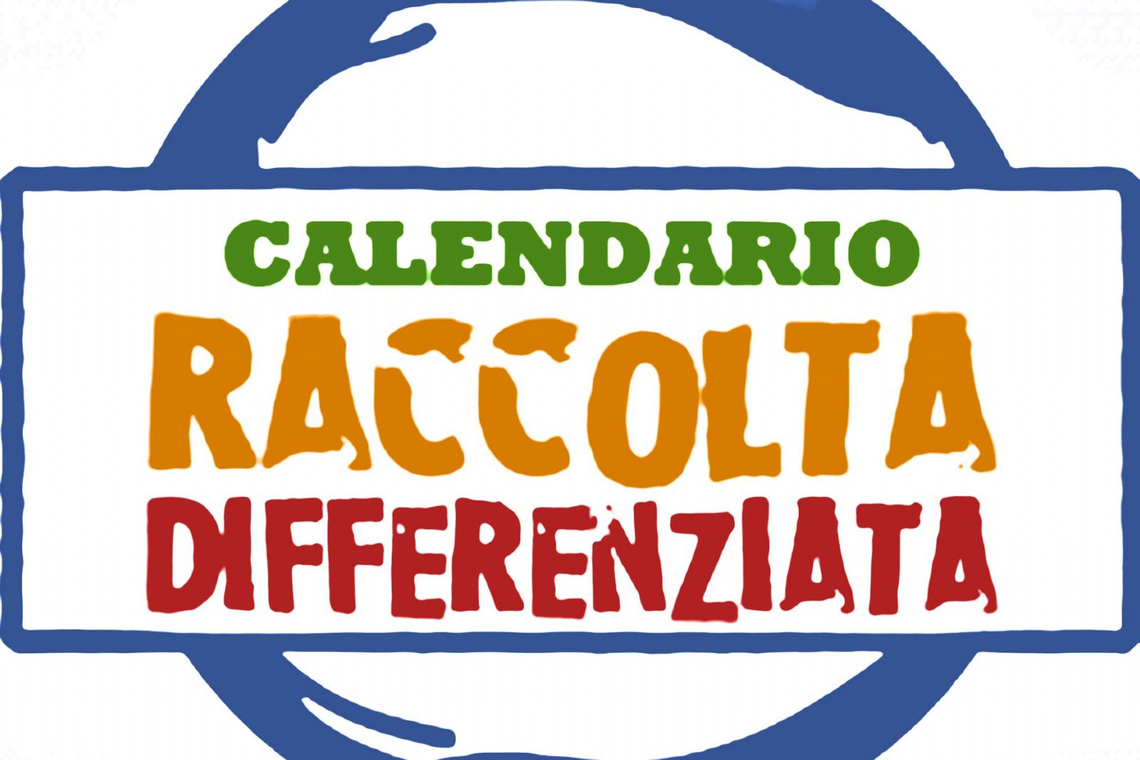 dicitura calendario raccolta differenziata con sullo sfondo cerchio